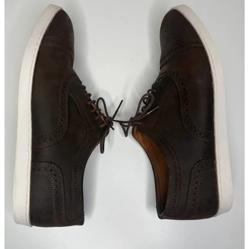 Allen Edmonds Strand Brogue Oxford Mens 11.5 Brown Waxed Suede Lace Up Sneaker